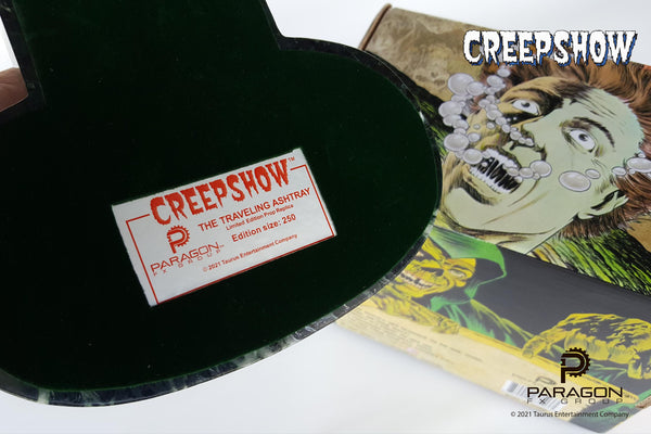 Creepshow movie prop replicas by Paragon FX Group. We are honored to have recreated George A Romero's "The Travelling Ashtray" or "Roaming Ashtray" from the beloved 1982 horror anthology, Creepshow. Manufactured from 4 pounds of solid marble, this limited edition, full-size prop replica is adorned with a pewter cherub.
